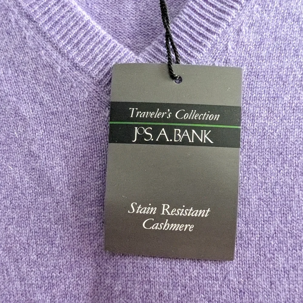 Jos A Bank Traveller's Cashmere Purple V-neck Pullover Knit Sweater - XL